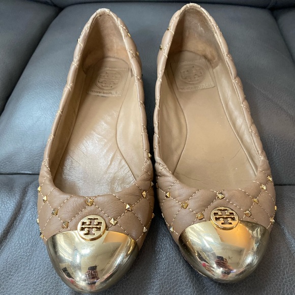 COPY - Gold studded quilted Tory Burch flats - Picture 2 of 4